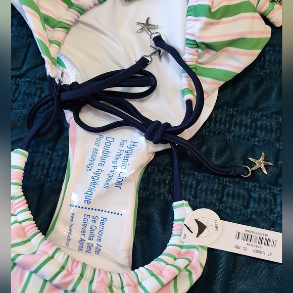 PINK Victoria's Secret Striped Bikini - Pink, Green, White - Picture 5 of 6